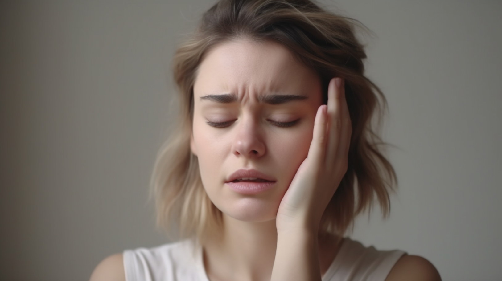 Woman experiencing jaw pain and headaches, finding relief through chiropractic care